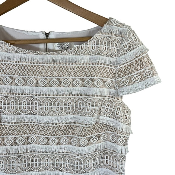 ELIZA J Cap Sleeve White Lace Mini Dress - Picture 7 of 11